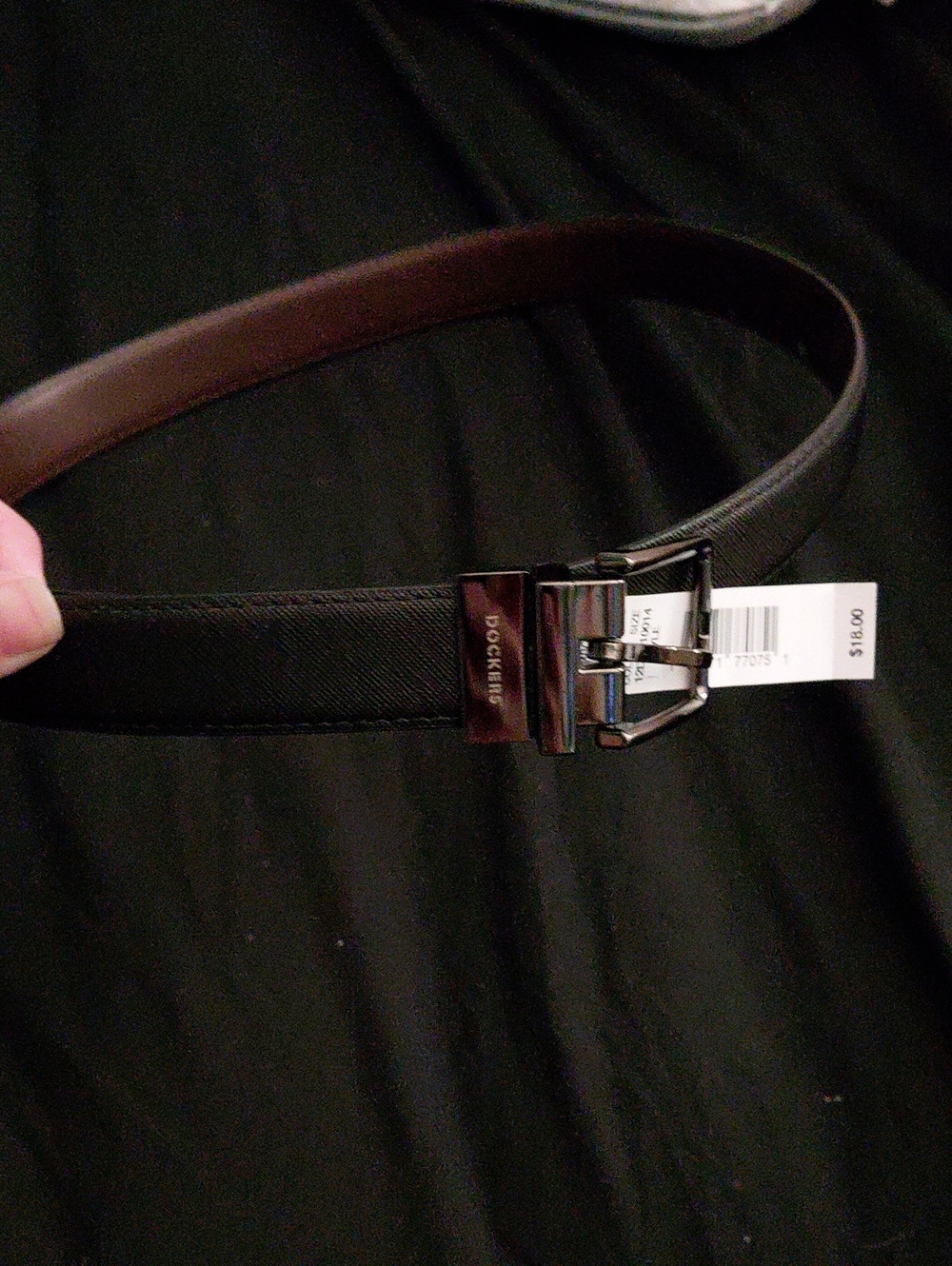 Dockers Boy Youth XL Black & Brown Reversible Leather Belt with Polished Buckle